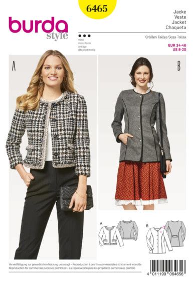 burda chanel jacket pattern|chanel style jacket pattern.